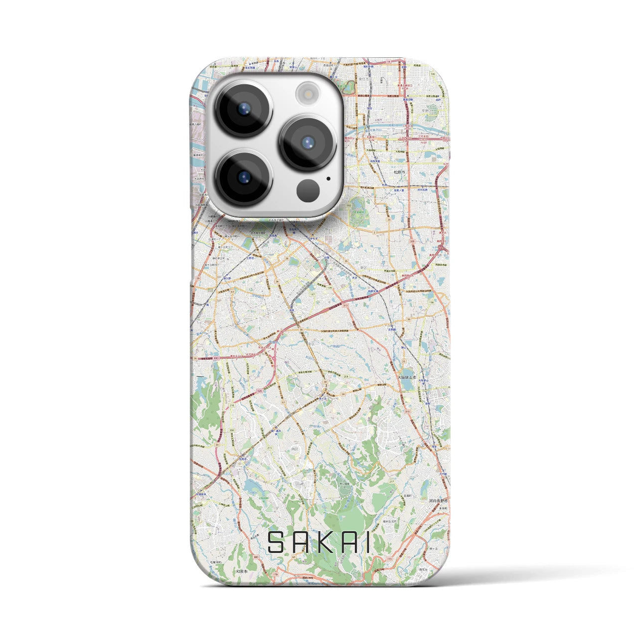 【堺2】地図柄iPhoneケース（バックカバータイプ・ナチュラル）iPhone 14 Pro 用