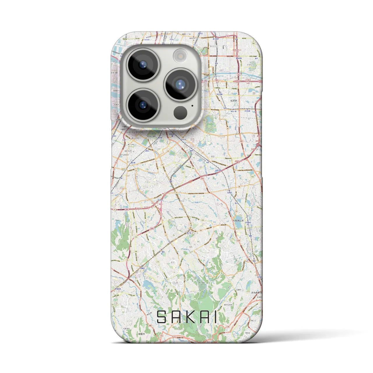 【堺2】地図柄iPhoneケース（バックカバータイプ・ナチュラル）iPhone 15 Pro 用