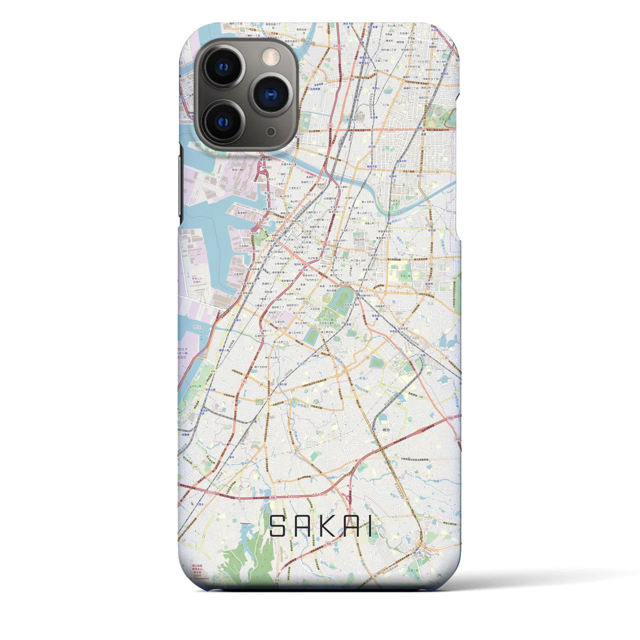 【堺】地図柄iPhoneケース（バックカバータイプ・ナチュラル）iPhone 11 Pro Max 用