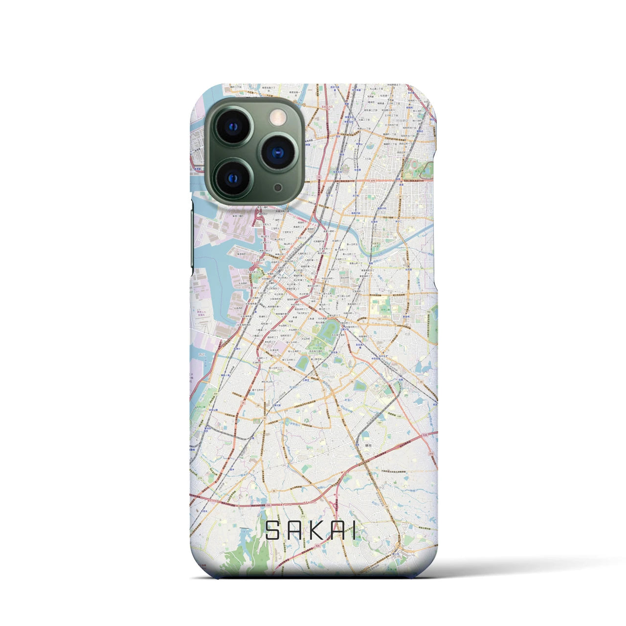 【堺】地図柄iPhoneケース（バックカバータイプ・ナチュラル）iPhone 11 Pro 用