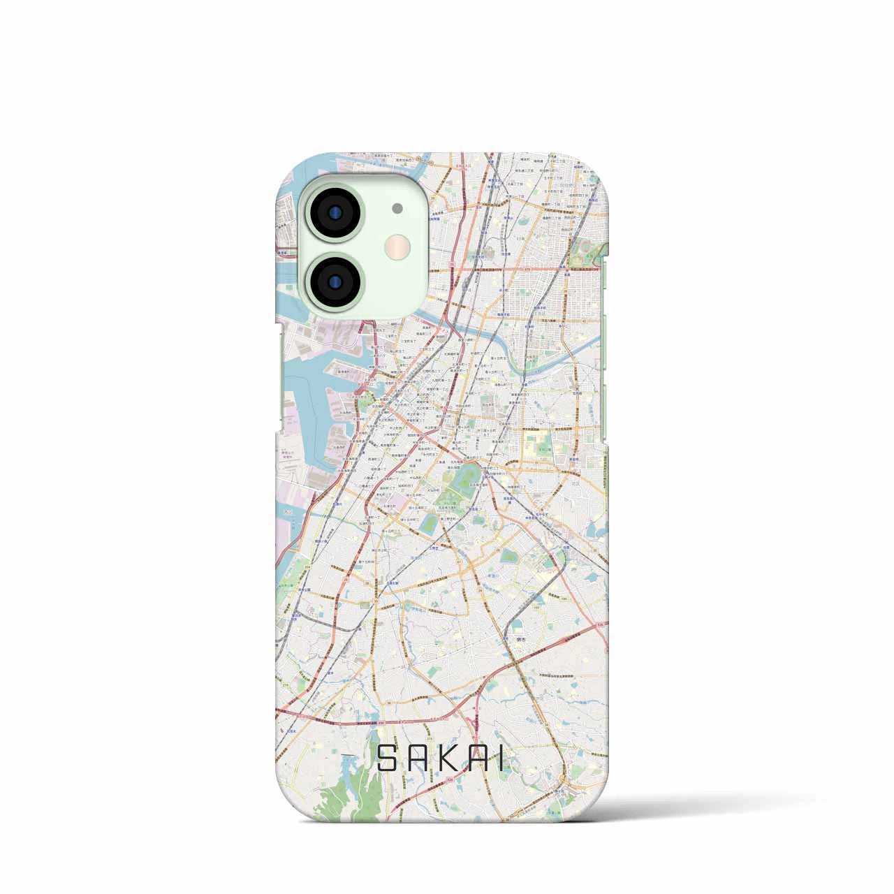 【堺】地図柄iPhoneケース（バックカバータイプ・ナチュラル）iPhone 12 mini 用