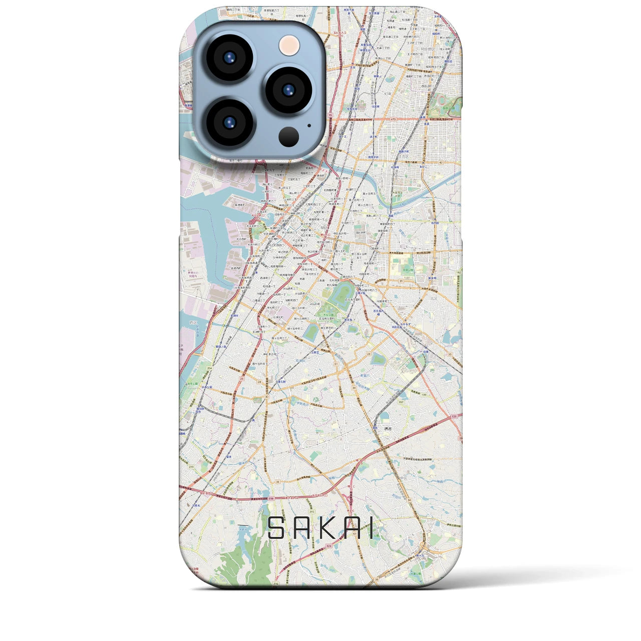 【堺】地図柄iPhoneケース（バックカバータイプ・ナチュラル）iPhone 13 Pro Max 用