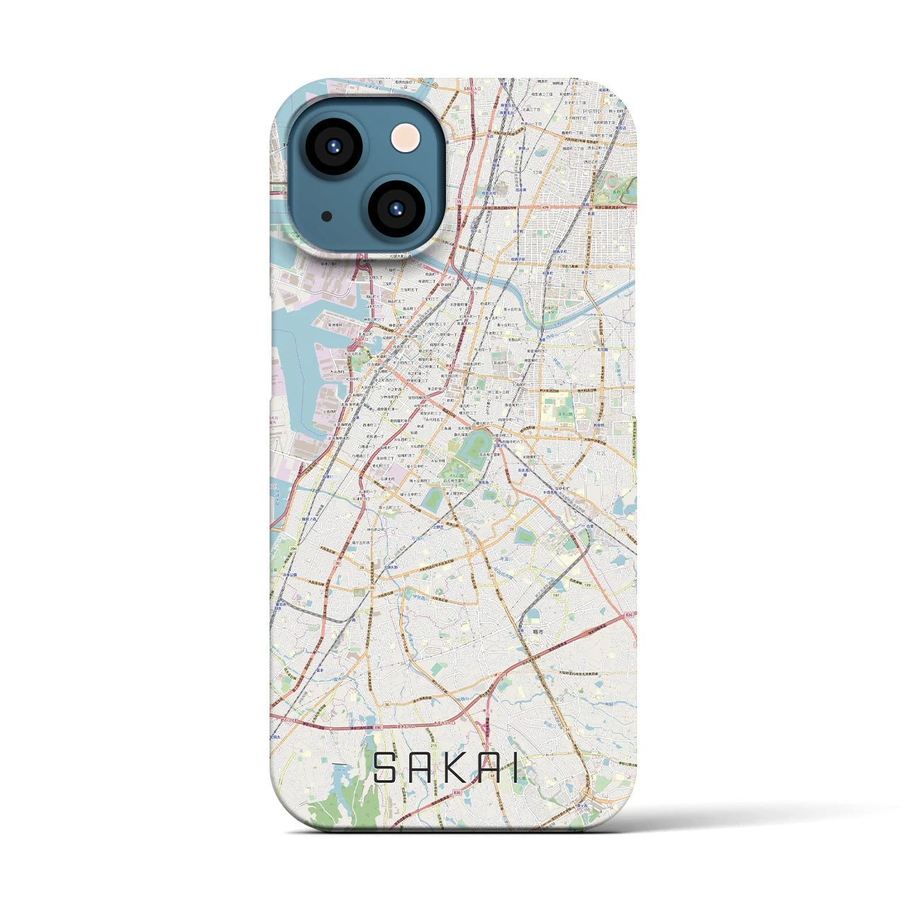 【堺】地図柄iPhoneケース（バックカバータイプ・ナチュラル）iPhone 13 用