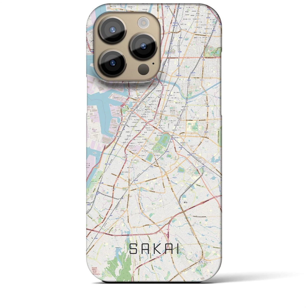【堺】地図柄iPhoneケース（バックカバータイプ・ナチュラル）iPhone 14 Pro Max 用