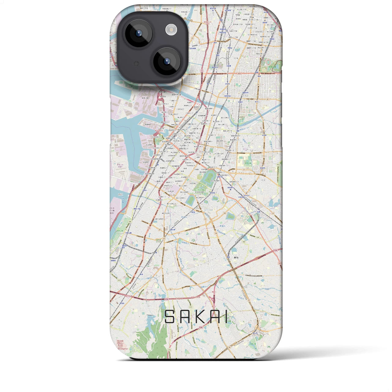 【堺】地図柄iPhoneケース（バックカバータイプ・ナチュラル）iPhone 14 Plus 用