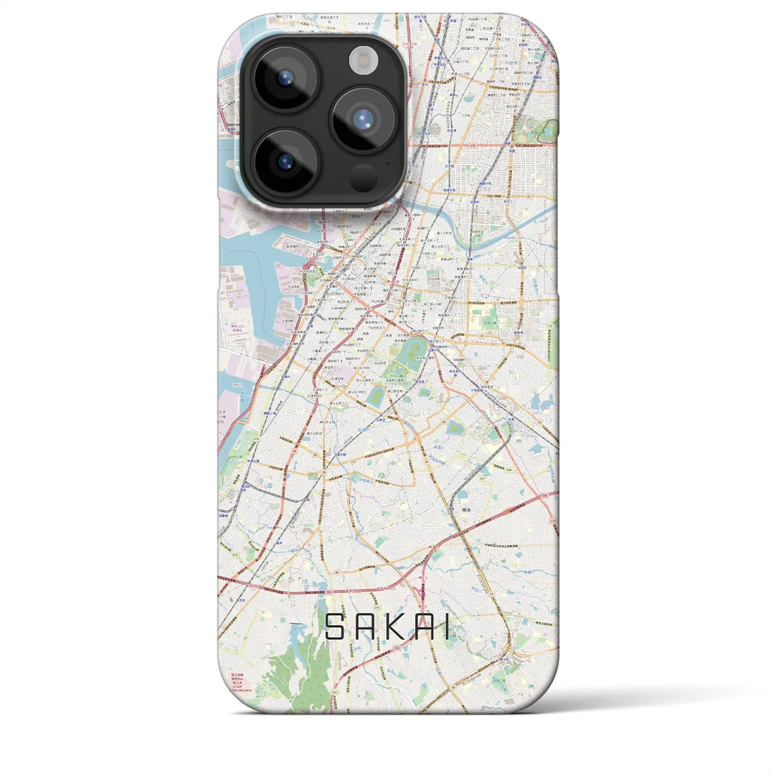 【堺】地図柄iPhoneケース（バックカバータイプ・ナチュラル）iPhone 15 Pro Max 用