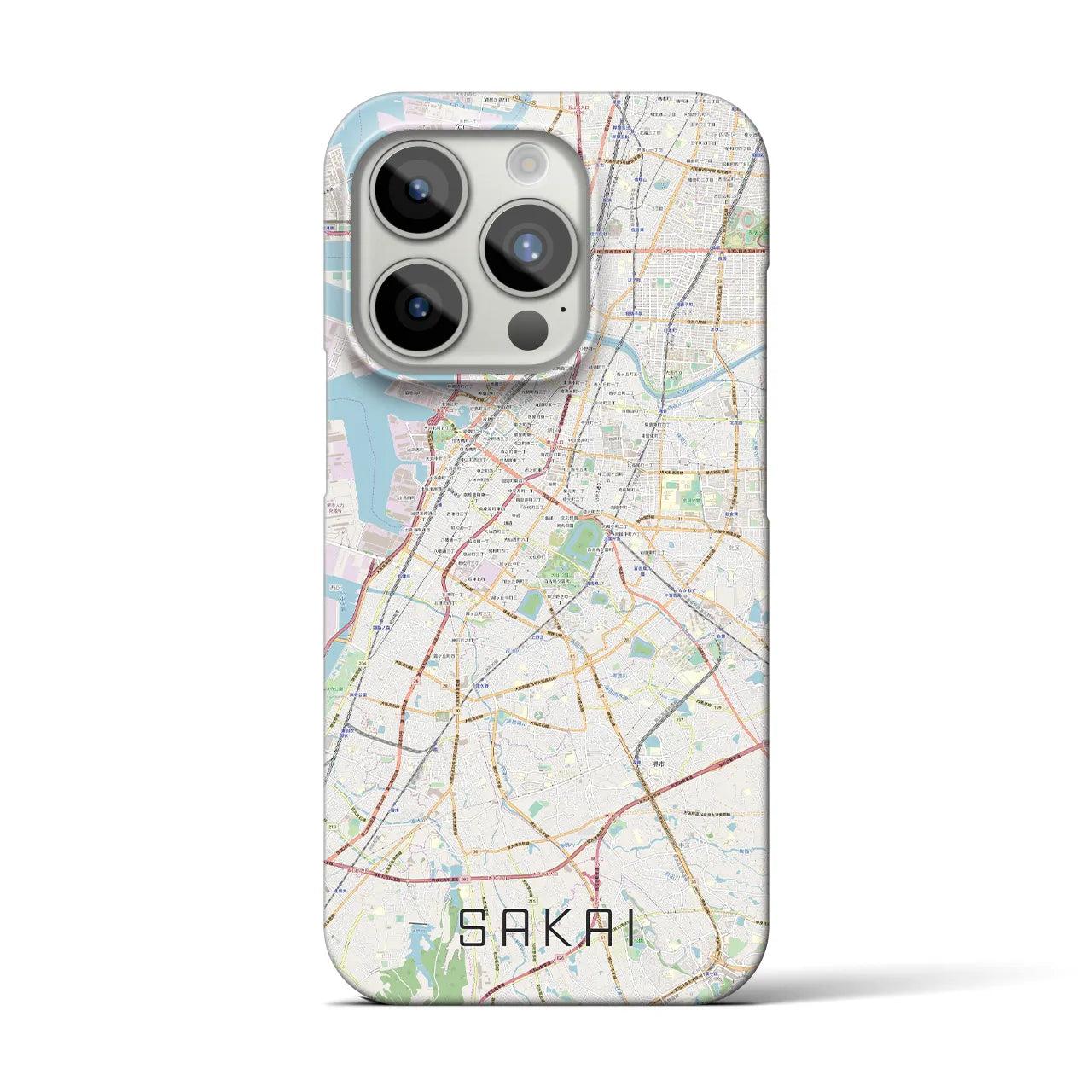 【堺】地図柄iPhoneケース（バックカバータイプ・ナチュラル）iPhone 15 Pro 用