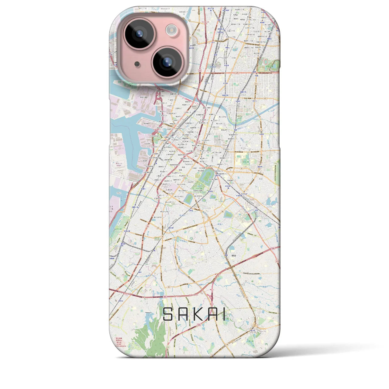 【堺】地図柄iPhoneケース（バックカバータイプ・ナチュラル）iPhone 15 Plus 用