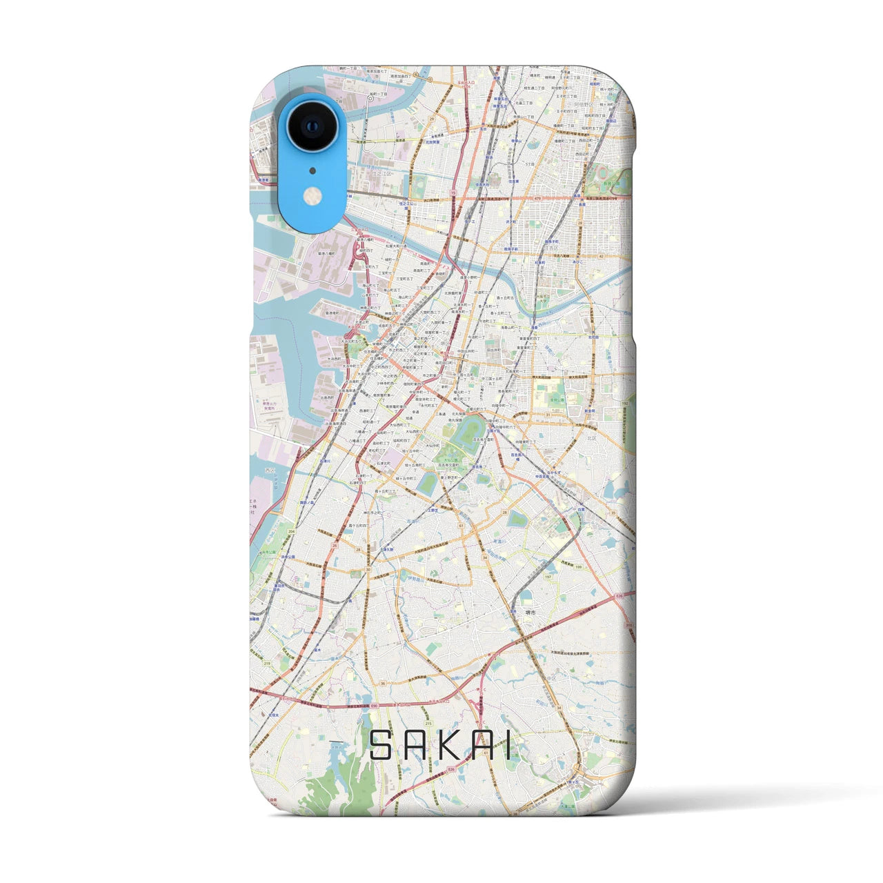 【堺】地図柄iPhoneケース（バックカバータイプ・ナチュラル）iPhone XR 用