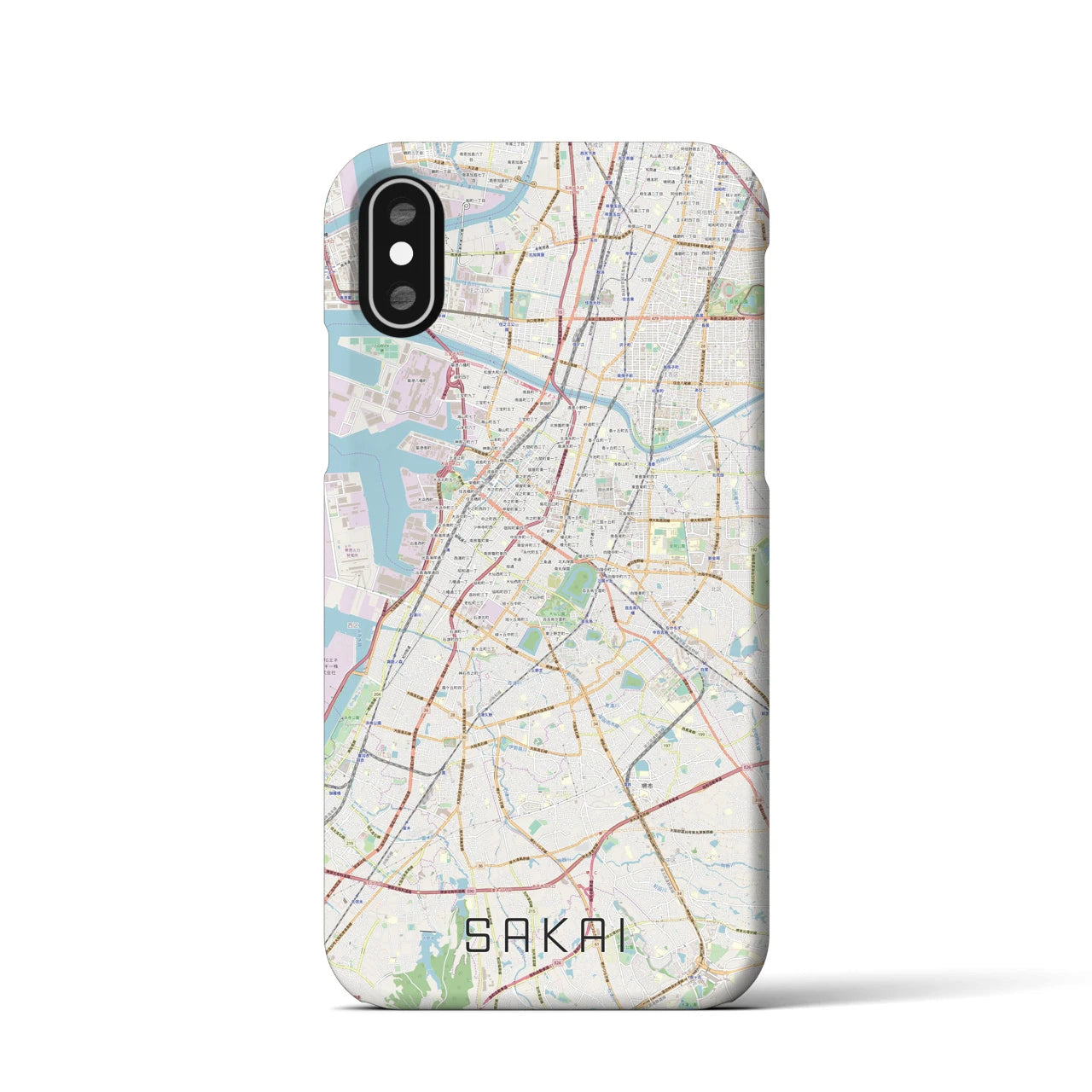 【堺】地図柄iPhoneケース（バックカバータイプ・ナチュラル）iPhone XS / X 用