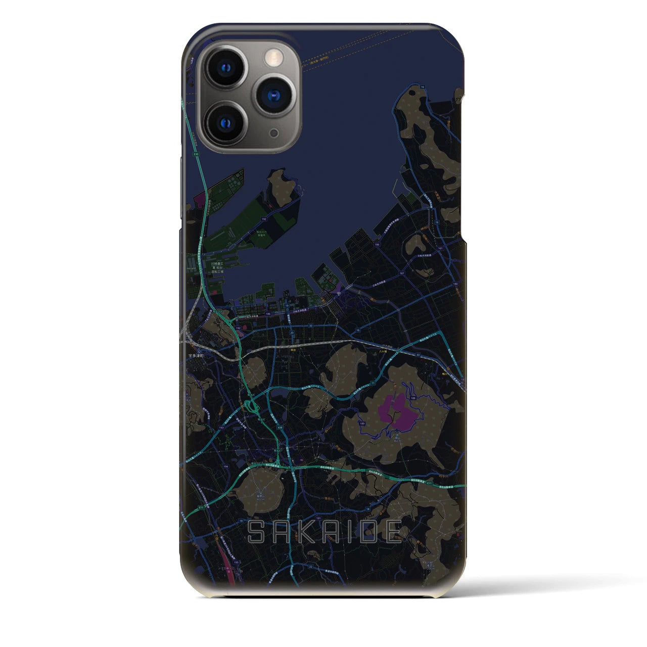 【坂出】地図柄iPhoneケース（バックカバータイプ・ブラック）iPhone 11 Pro Max 用