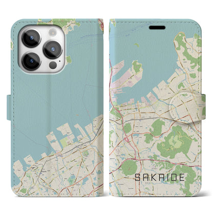 【坂出（香川県）】地図柄iPhoneケース（手帳タイプ）ナチュラル・iPhone 14 Pro 用