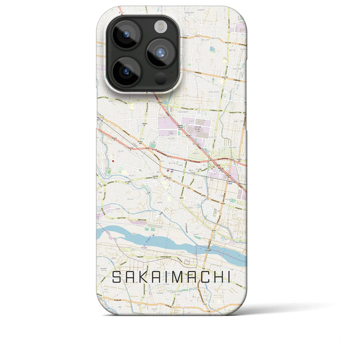 【境町】地図柄iPhoneケース（バックカバータイプ・ナチュラル）iPhone 15 Pro Max 用