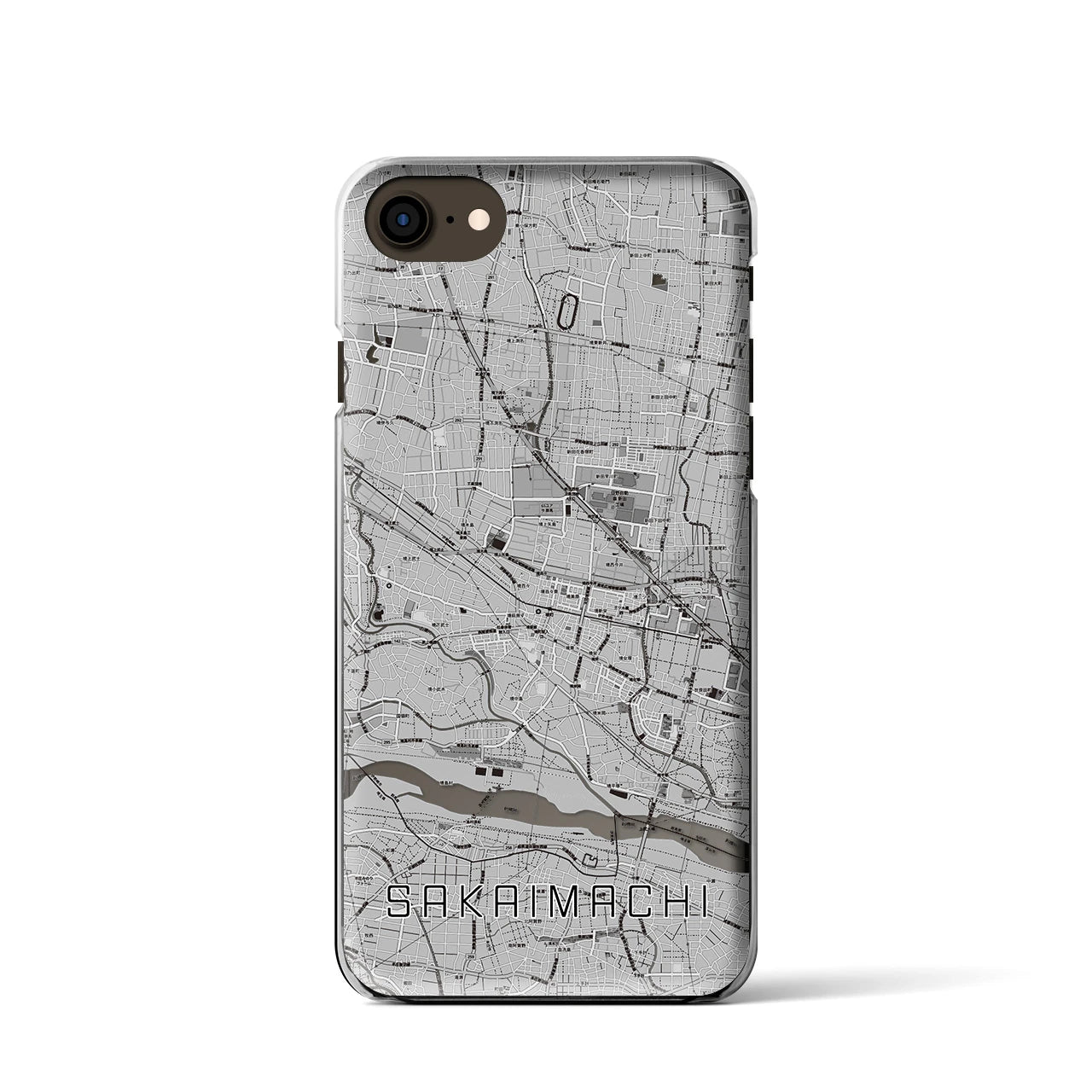 【境町】地図柄iPhoneケース（クリアタイプ・モノトーン）iPhone SE（第3 / 第2世代） / 8 / 7 / 6s / 6 用