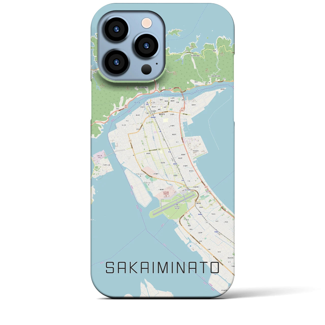 【境港】地図柄iPhoneケース（バックカバータイプ・ナチュラル）iPhone 13 Pro Max 用