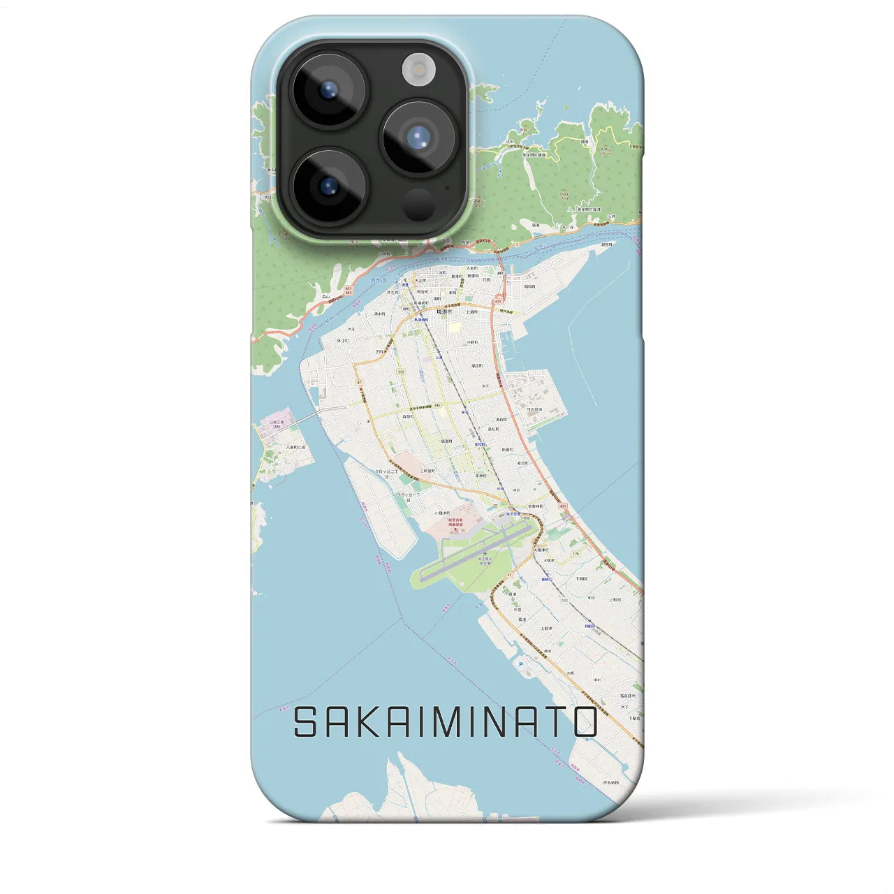 【境港】地図柄iPhoneケース（バックカバータイプ・ナチュラル）iPhone 15 Pro Max 用