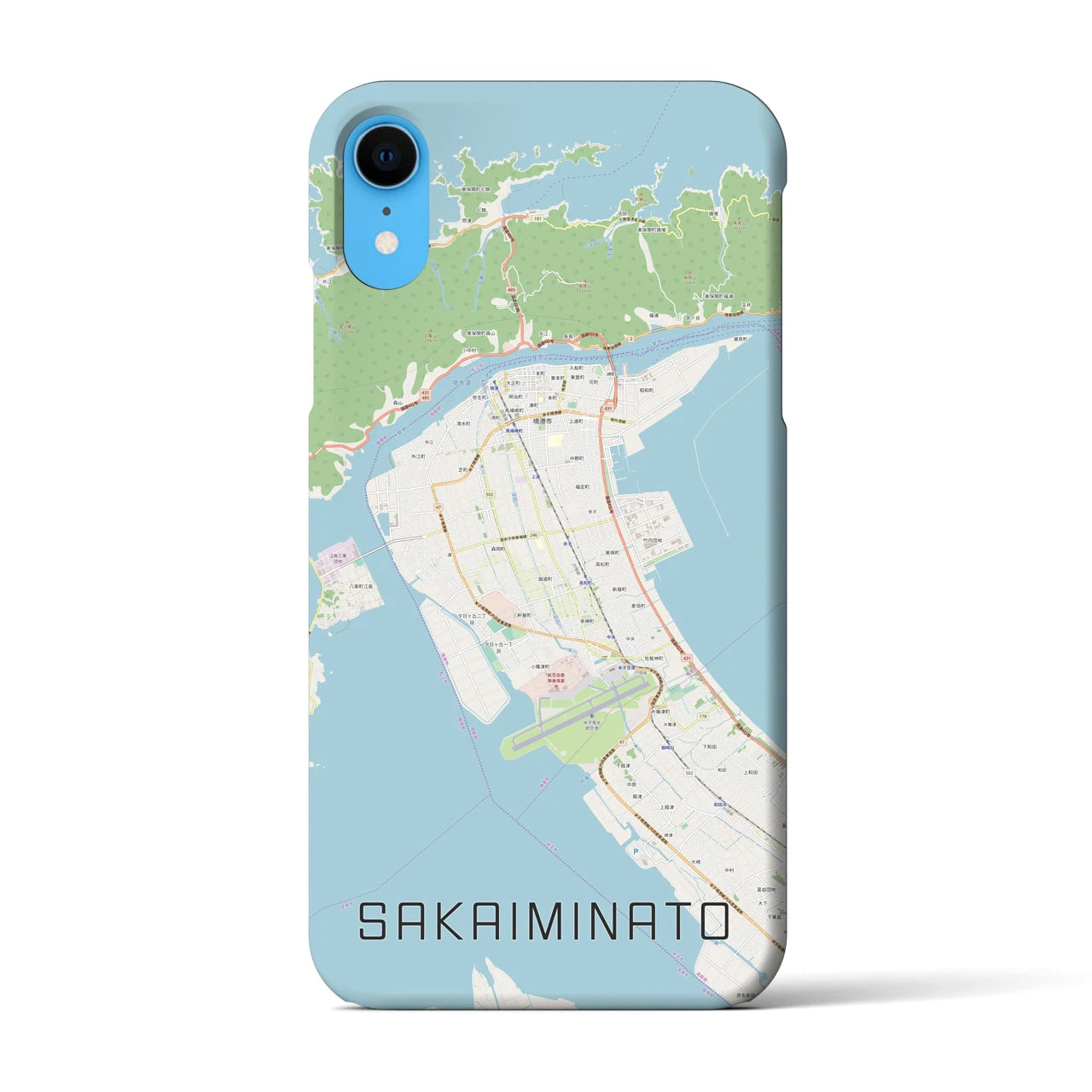 【境港】地図柄iPhoneケース（バックカバータイプ・ナチュラル）iPhone XR 用
