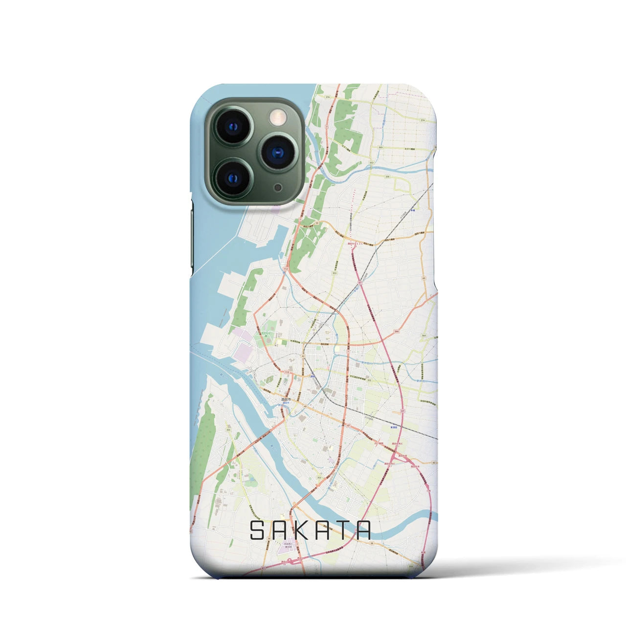 【酒田】地図柄iPhoneケース（バックカバータイプ・ナチュラル）iPhone 11 Pro 用