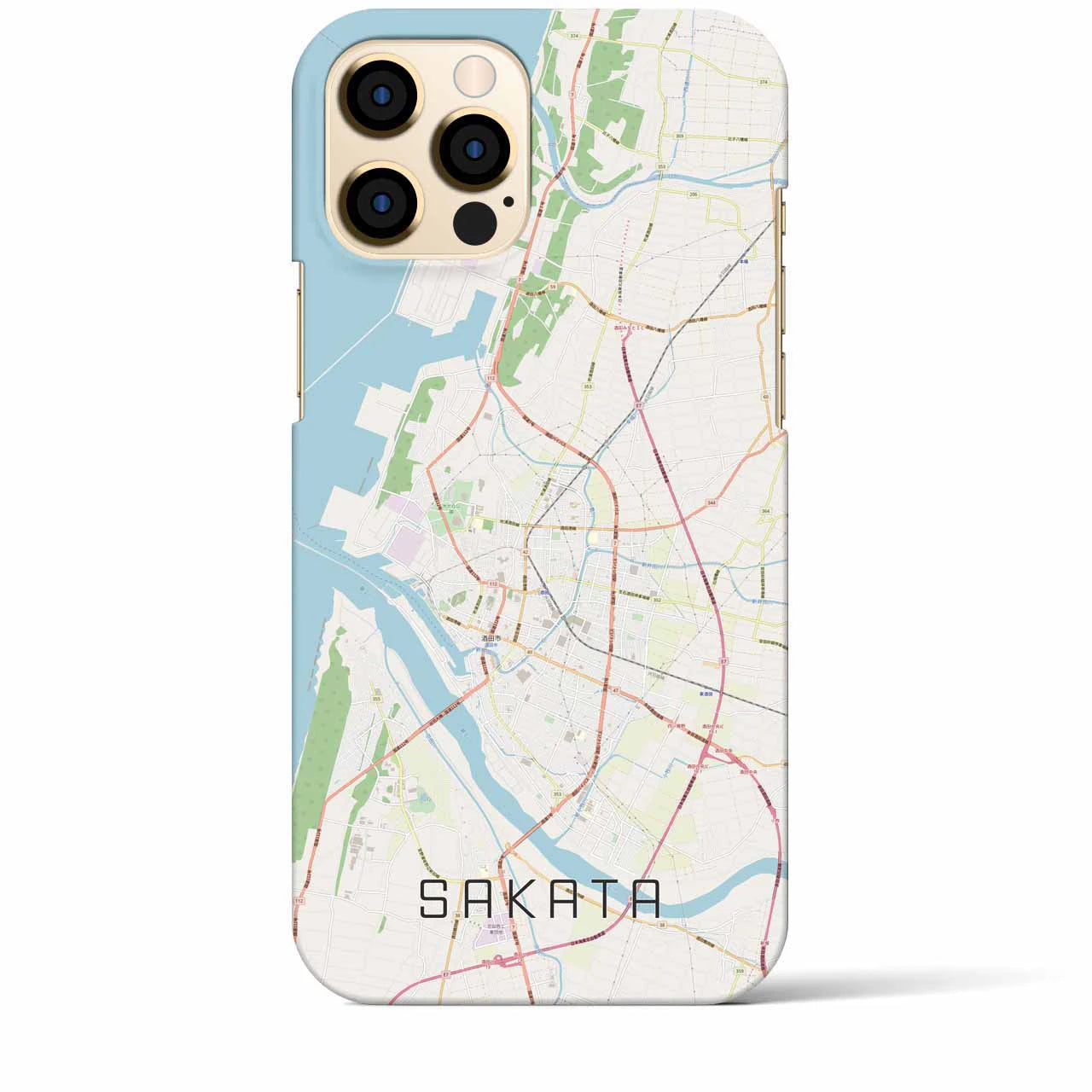【酒田】地図柄iPhoneケース（バックカバータイプ・ナチュラル）iPhone 12 Pro Max 用