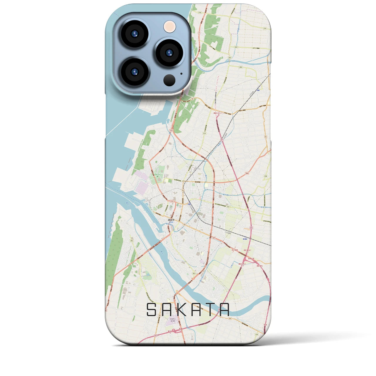 【酒田】地図柄iPhoneケース（バックカバータイプ・ナチュラル）iPhone 13 Pro Max 用