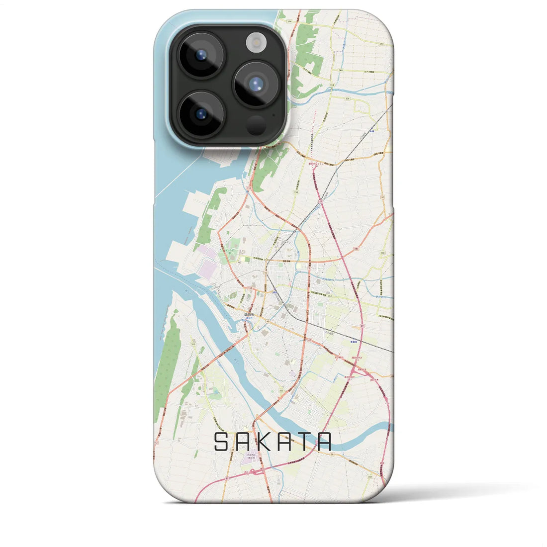 【酒田】地図柄iPhoneケース（バックカバータイプ・ナチュラル）iPhone 15 Pro Max 用