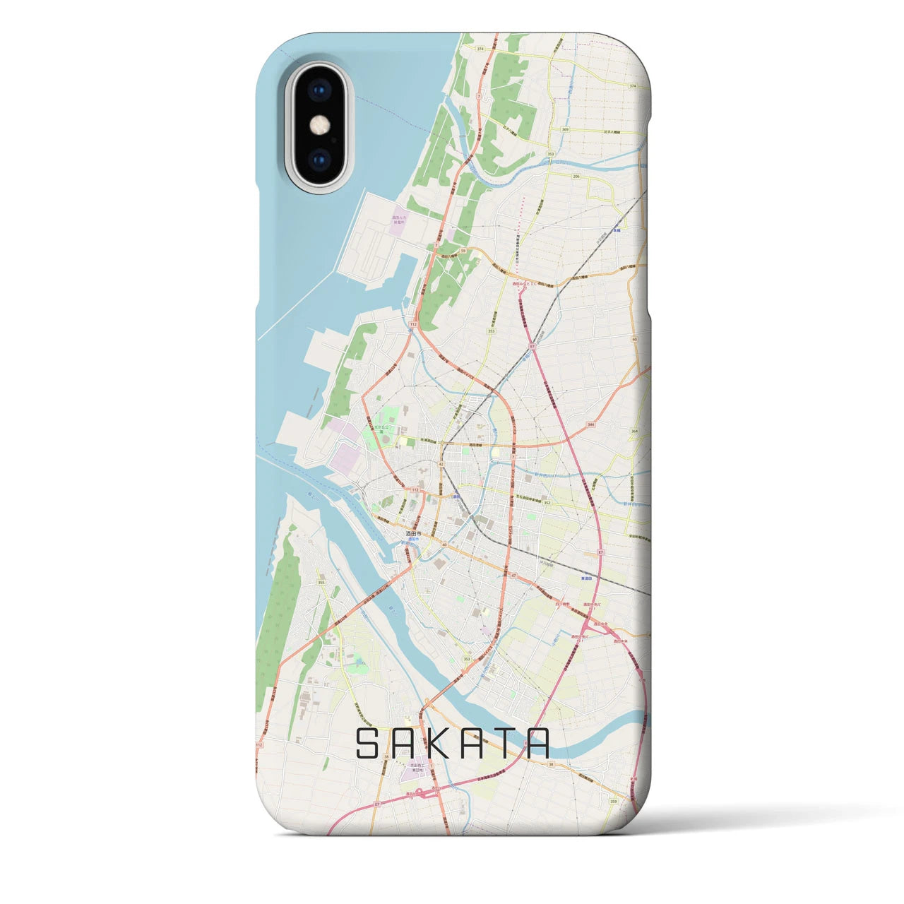 【酒田】地図柄iPhoneケース（バックカバータイプ・ナチュラル）iPhone XS Max 用