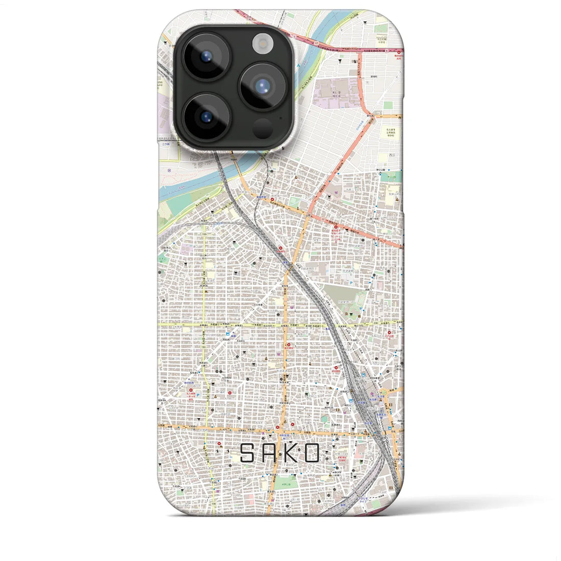 【栄生】地図柄iPhoneケース（バックカバータイプ・ナチュラル）iPhone 15 Pro Max 用