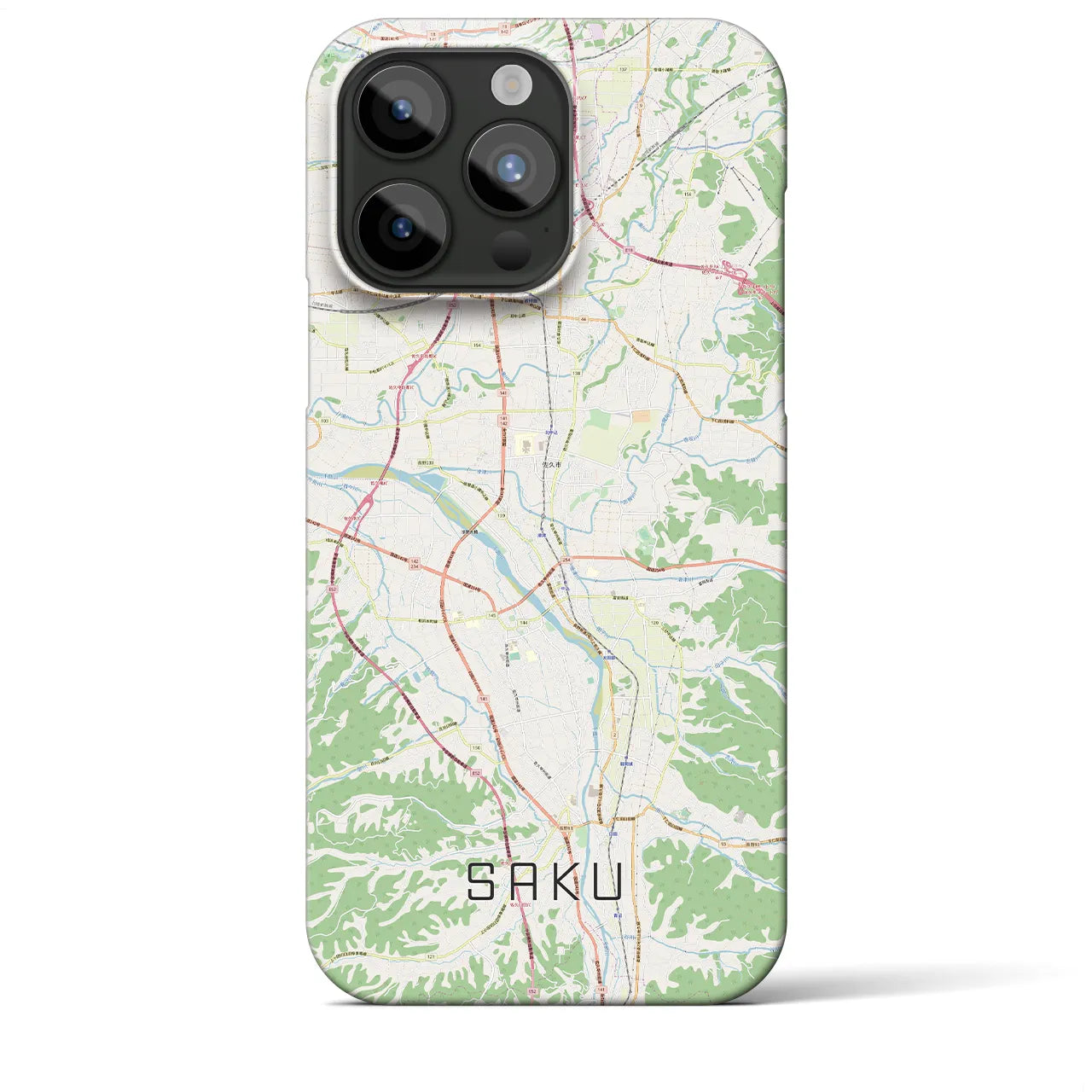 【佐久】地図柄iPhoneケース（バックカバータイプ・ナチュラル）iPhone 15 Pro Max 用