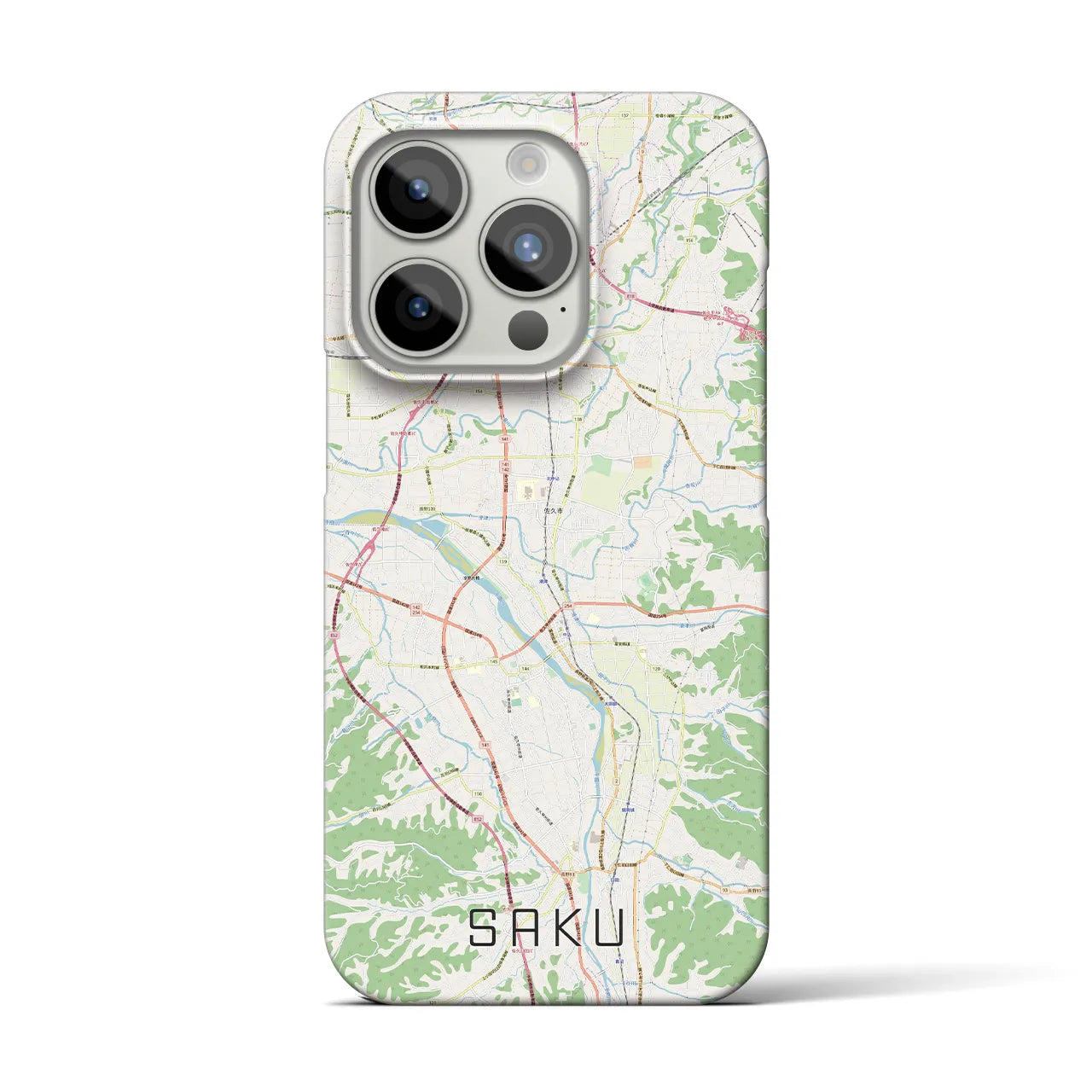 【佐久】地図柄iPhoneケース（バックカバータイプ・ナチュラル）iPhone 15 Pro 用