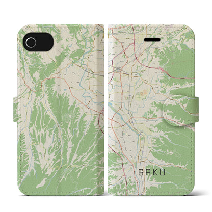 【佐久（長野県）】地図柄iPhoneケース（手帳タイプ）ナチュラル・iPhone SE（第3 / 第2世代） / 8 / 7 / 6s / 6 用