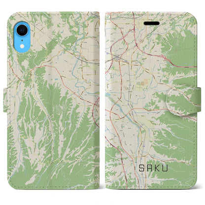 【佐久（長野県）】地図柄iPhoneケース（手帳タイプ）ナチュラル・iPhone XR 用