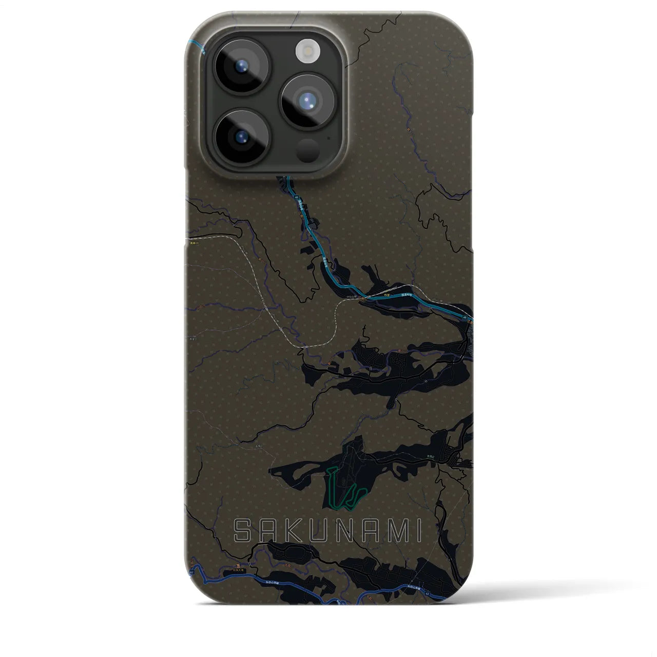 【作並】地図柄iPhoneケース（バックカバータイプ・ブラック）iPhone 15 Pro Max 用