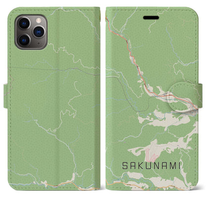 【作並（宮城県）】地図柄iPhoneケース（手帳タイプ）ナチュラル・iPhone 11 Pro Max 用