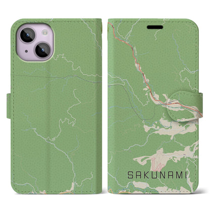 【作並（宮城県）】地図柄iPhoneケース（手帳タイプ）ナチュラル・iPhone 14 用