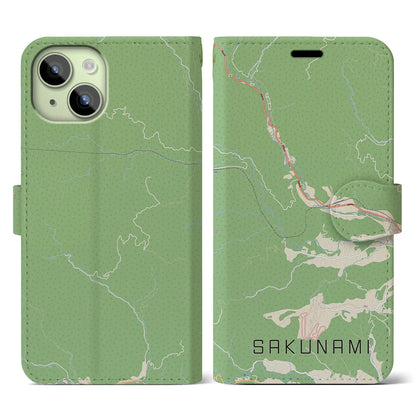 【作並（宮城県）】地図柄iPhoneケース（手帳タイプ）ナチュラル・iPhone 15 用