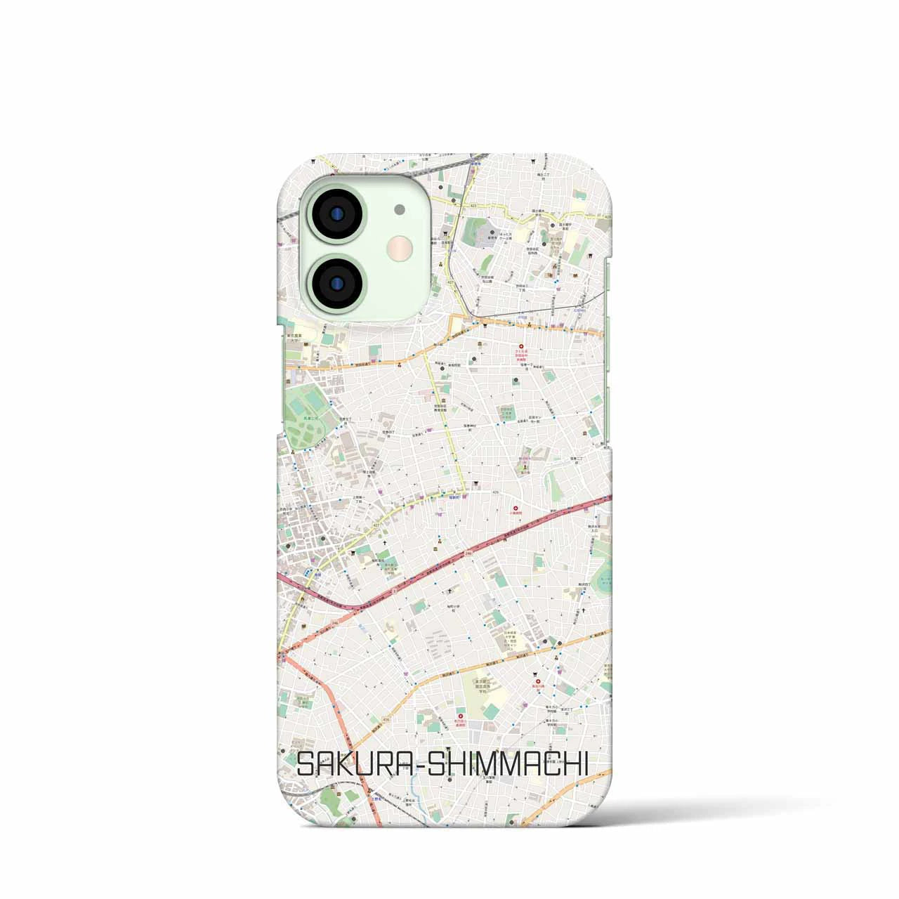 【桜新町】地図柄iPhoneケース（バックカバータイプ・ナチュラル）iPhone 12 mini 用