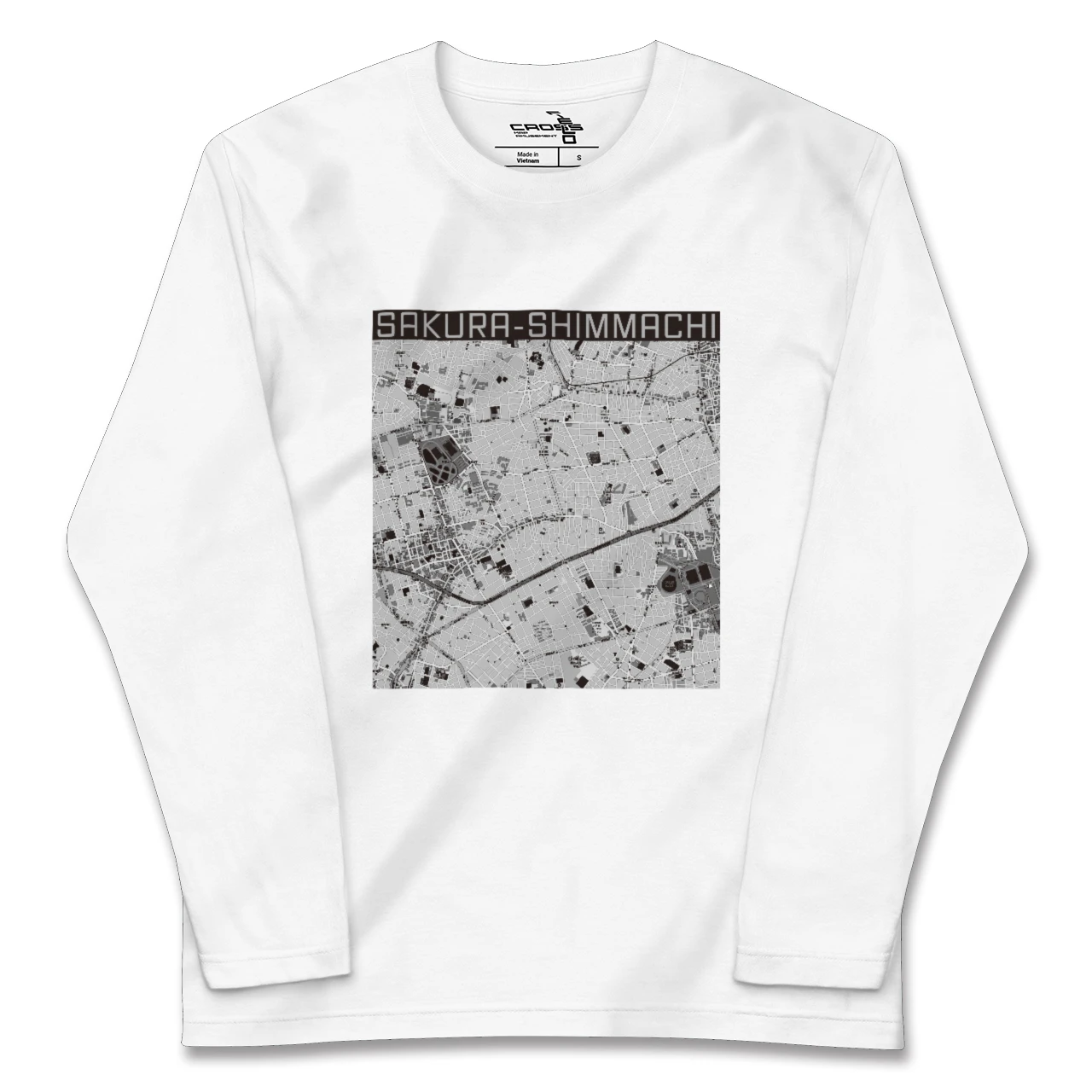 【桜新町（東京都）】地図柄ロングスリーブTシャツ