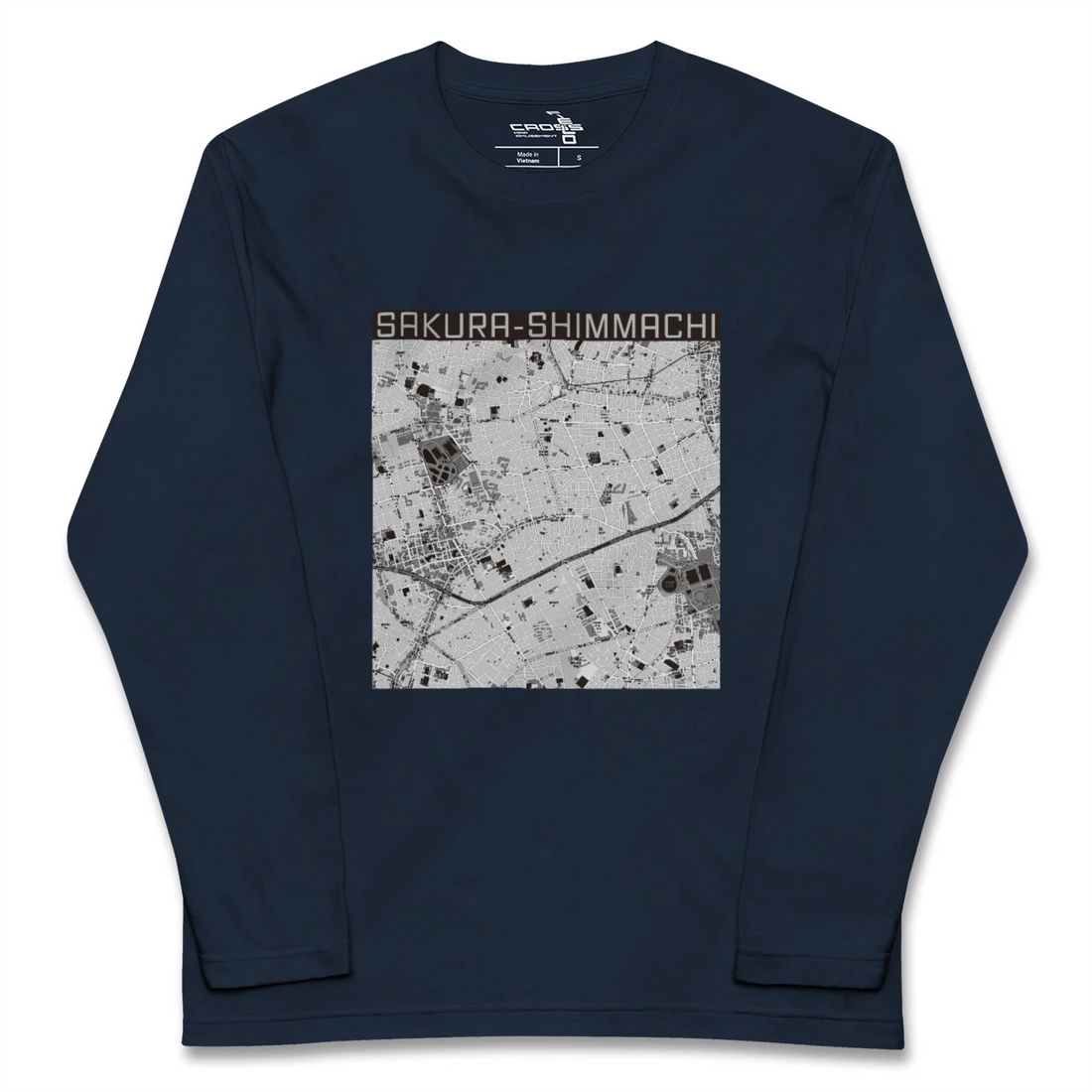 【桜新町(東京都)】地図柄ロングスリーブTシャツ