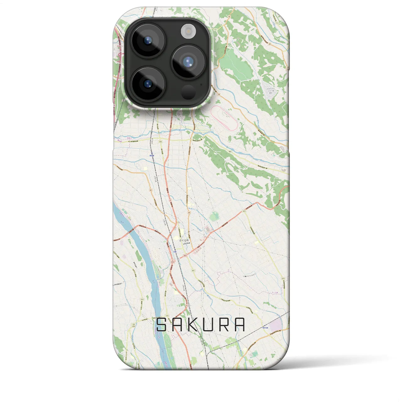 【さくら】地図柄iPhoneケース（バックカバータイプ・ナチュラル）iPhone 15 Pro Max 用