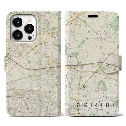 【桜台（東京都）】地図柄iPhoneケース（手帳タイプ）ナチュラル・iPhone 13 Pro 用
