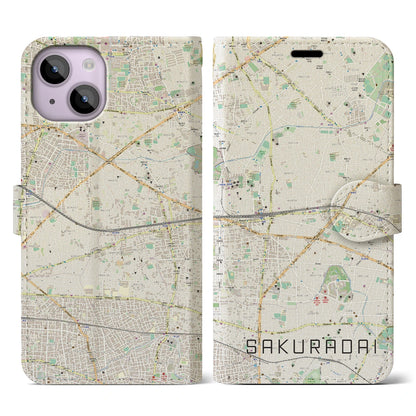 【桜台（東京都）】地図柄iPhoneケース（手帳タイプ）ナチュラル・iPhone 14 用