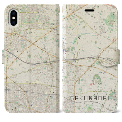 【桜台（東京都）】地図柄iPhoneケース（手帳タイプ）ナチュラル・iPhone XS Max 用