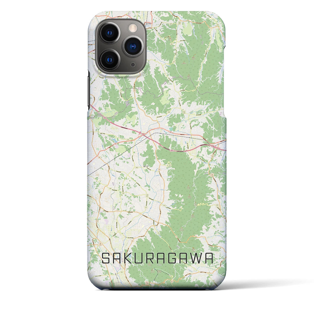 【桜川】地図柄iPhoneケース（バックカバータイプ・ナチュラル）iPhone 11 Pro Max 用
