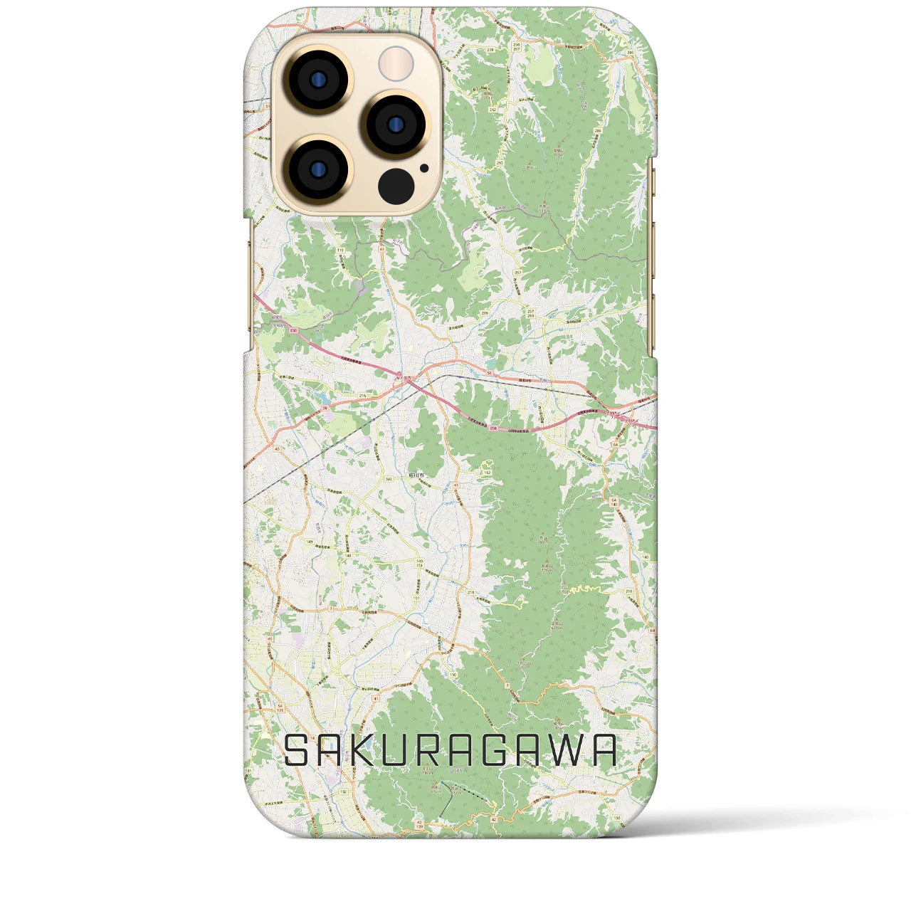 【桜川】地図柄iPhoneケース（バックカバータイプ・ナチュラル）iPhone 12 Pro Max 用
