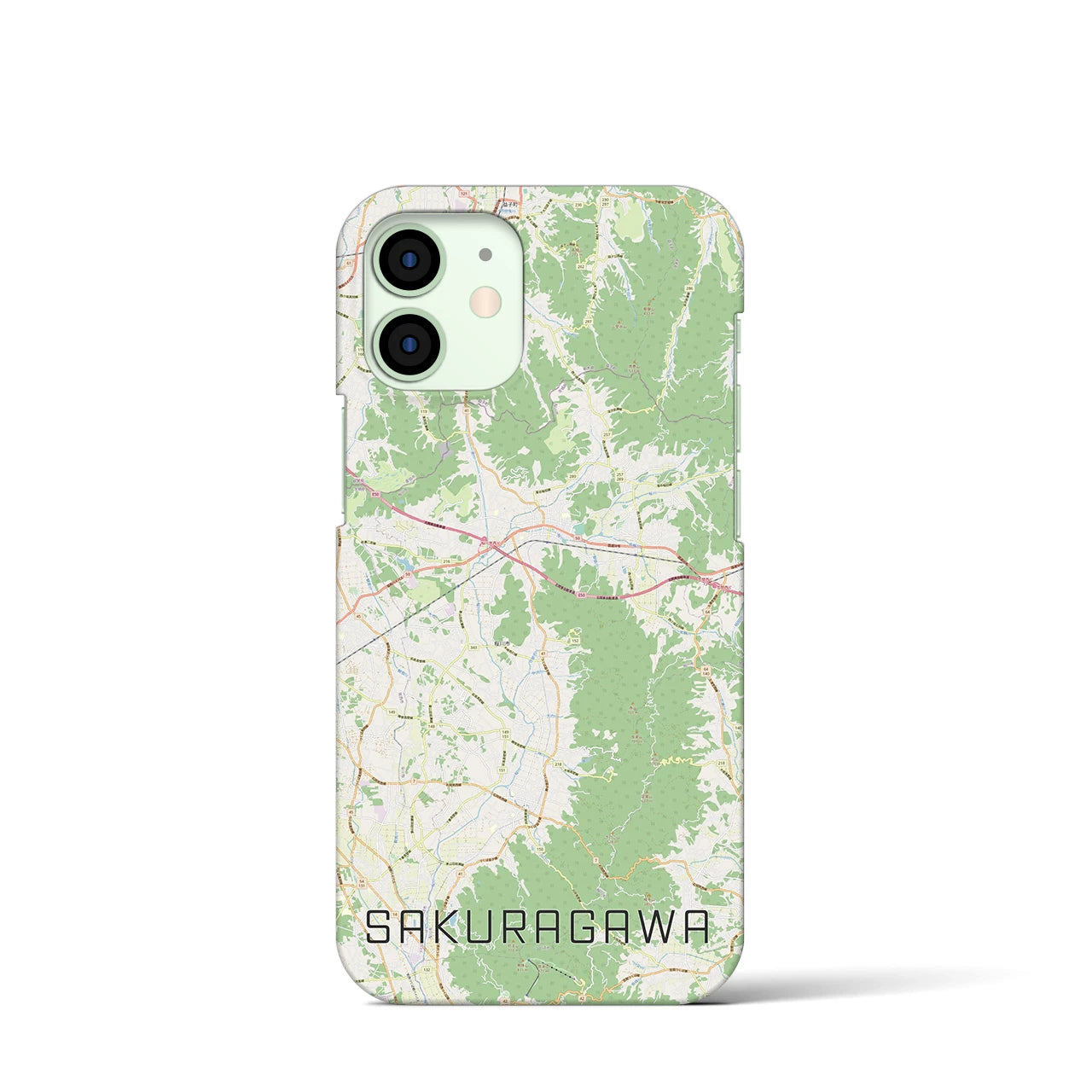 【桜川】地図柄iPhoneケース（バックカバータイプ・ナチュラル）iPhone 12 mini 用