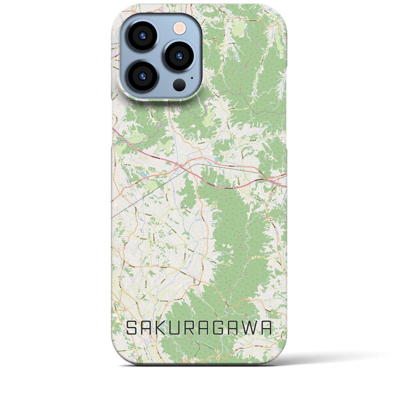 【桜川】地図柄iPhoneケース（バックカバータイプ・ナチュラル）iPhone 13 Pro Max 用