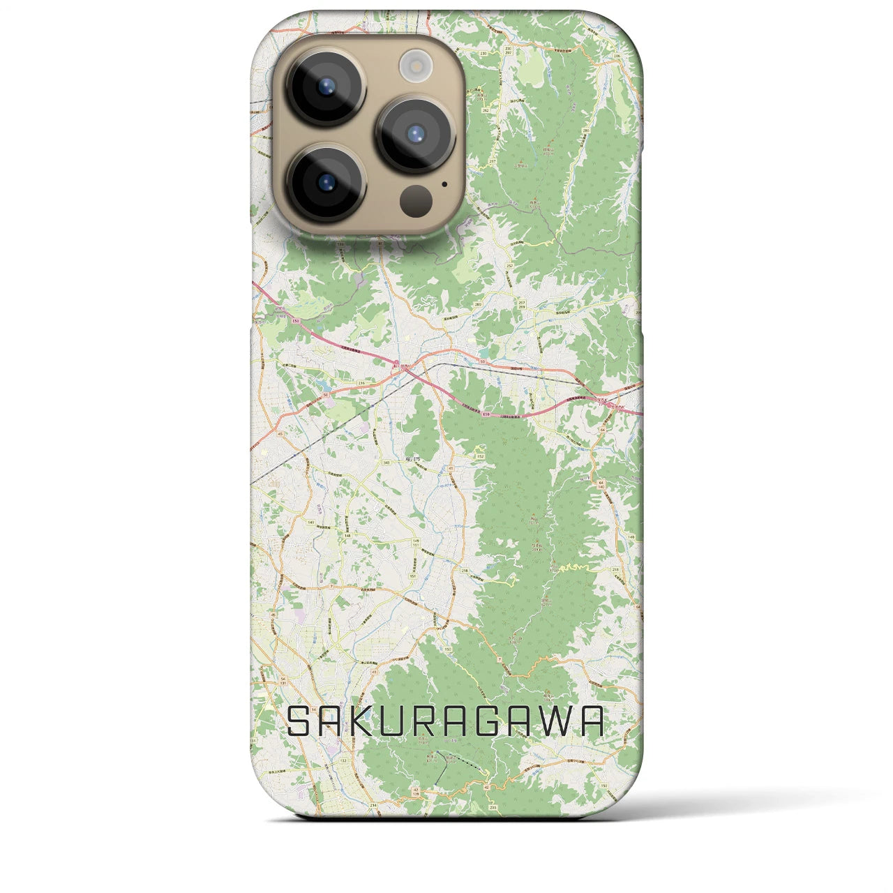 【桜川】地図柄iPhoneケース（バックカバータイプ・ナチュラル）iPhone 14 Pro Max 用