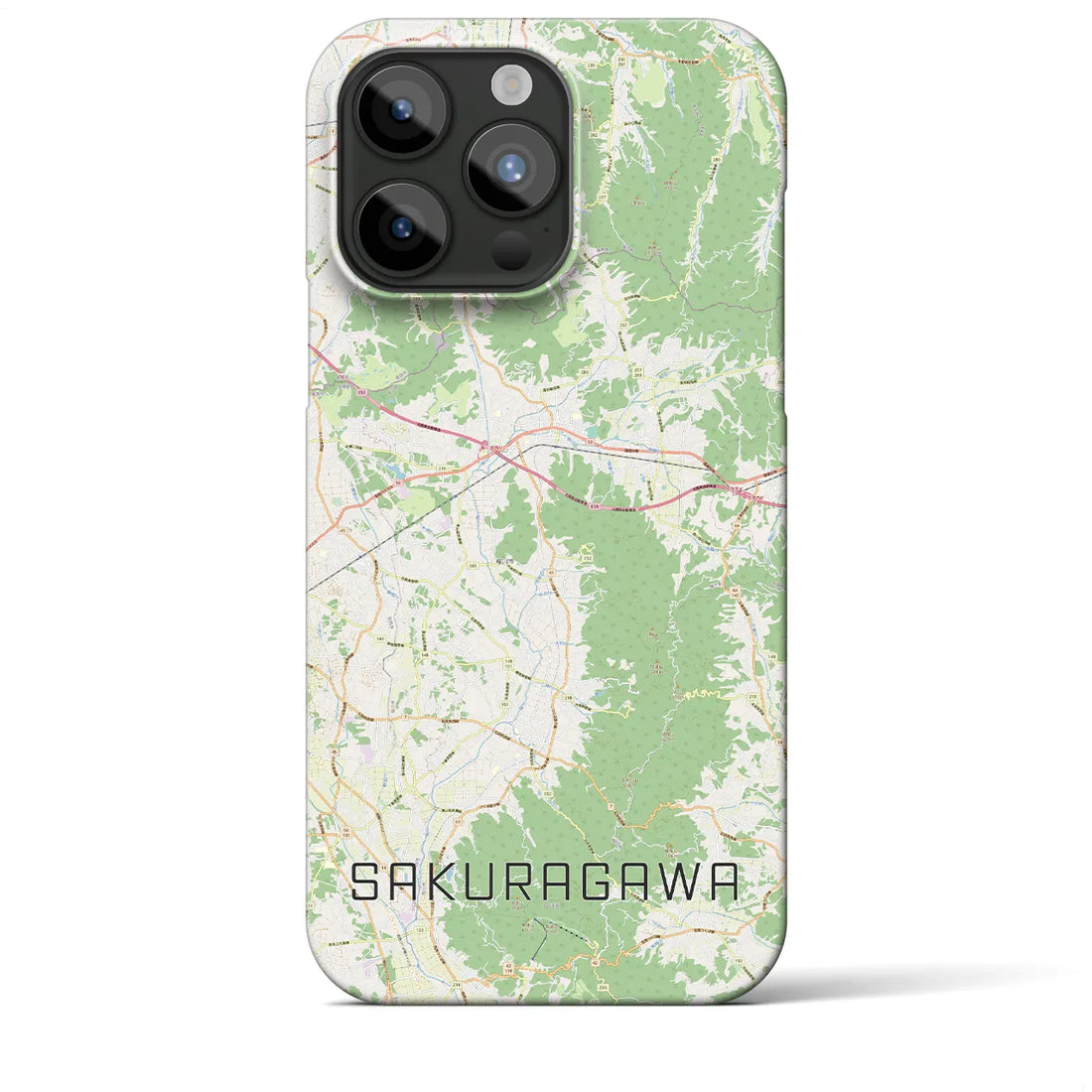 【桜川】地図柄iPhoneケース（バックカバータイプ・ナチュラル）iPhone 15 Pro Max 用