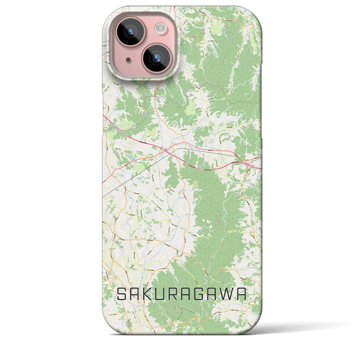 【桜川】地図柄iPhoneケース（バックカバータイプ・ナチュラル）iPhone 15 Plus 用