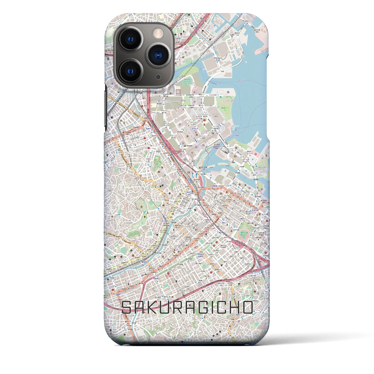 【桜木町】地図柄iPhoneケース（バックカバータイプ・ナチュラル）iPhone 11 Pro Max 用